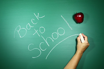 Image showing Neatly Back to School Written in Chalk on a Green Blackboard