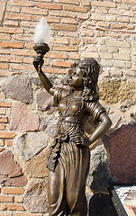 Image showing historic nympho sculpture museum light lamp hand 