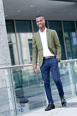 Image showing young successful african business man outdoor in summer