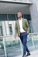 Image showing young successful african business man outdoor in summer