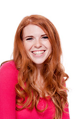 Image showing young smiling redhead woman portrait isolated expression 