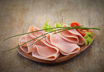 Image showing pork ham slices on plate