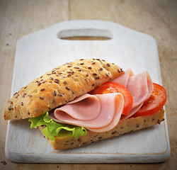 Image showing sandwich with ham and tomatoes