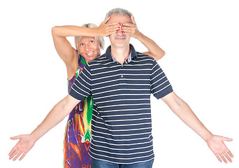 Image showing Playful middle-aged couple