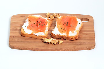 Image showing salmonand soft cheese