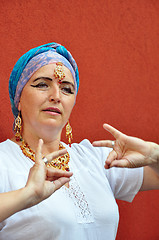 Image showing  woman with Indian necklace, earrings and tikka