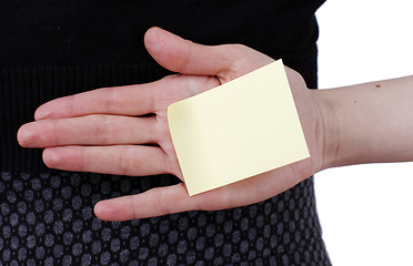 Image showing Woman and post it