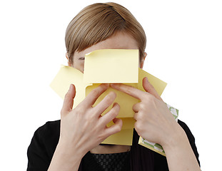 Image showing Woman and post it