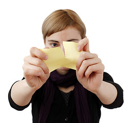 Image showing Woman and post it