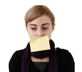 Image showing Woman and post it