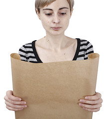 Image showing Woman holding a paper