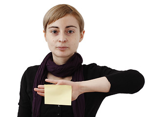 Image showing Woman and post it