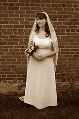 Image showing Sepia Gazing Bride