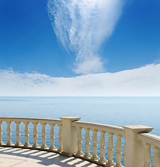 Image showing view to the Black Sea from a balcony under cloudy sky