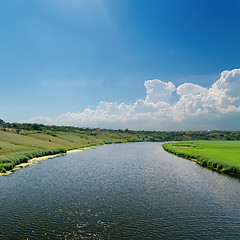 Image showing river and blue cloudy sky