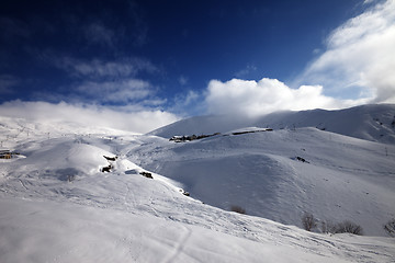 Image showing View on ski resort in sun day