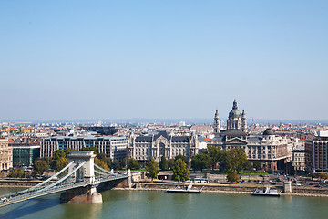 Image showing Overview of Budapest with Szechenyi chain bridge