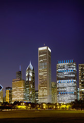 Image showing Cityscape of Chicago at the night time