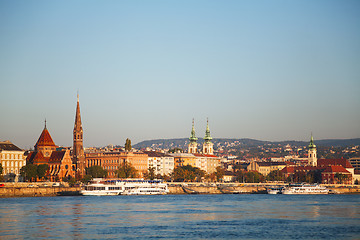 Image showing Old Budapest overview as seen from Danube river bank