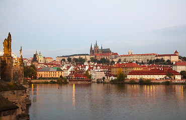 Image showing Overview of old Prague from Charles bridge