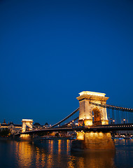 Image showing Szechenyi chain bridge in Budapest, Hungary