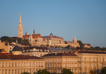 Image showing Overview of Budapest as seen from Szechenyi bridge