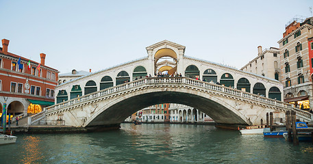 Image showing Rialto Bridge (Ponte Di Rialto) in the evening