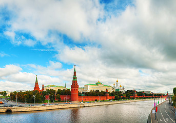 Image showing Panoramic overview of downtown Moscow with Kremlin