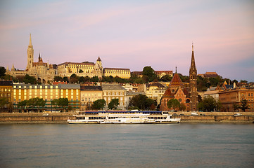 Image showing Old Budapest overview as seen from Danube river bank