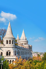 Image showing Fisherman's bastion on a sunny day in Budapest, Hungary