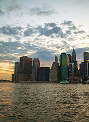 Image showing New York City skyscrapers in the evening 