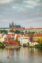 Image showing Overview of old Prague from Charles bridge side