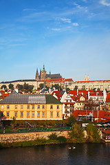 Image showing Overview of old Prague from Charles bridge side