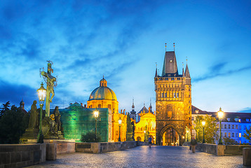 Image showing Charles bridge in Prague early in the morning