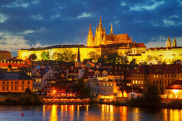 Image showing Overview of old Prague from Charles bridge