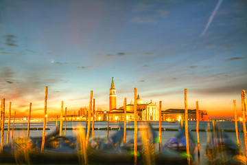 Image showing Gondolas floating in the Grand Canal