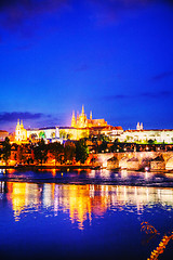 Image showing Overview of old Prague from Charles bridge side