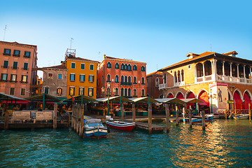 Image showing Rialto market in Venice, Italy as seen from the Grand Canal