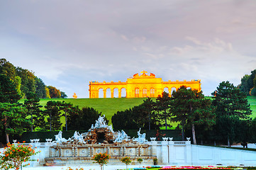 Image showing Gloriette Schonbrunn in Vienna at sunset