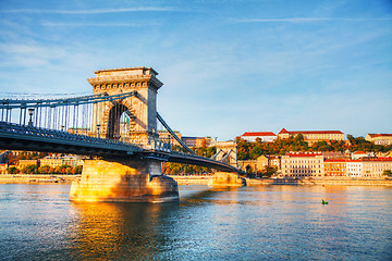 Image showing Szechenyi chain bridge in Budapest, Hungary