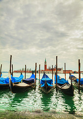 Image showing Gondolas floating in the Grand Canal of Venice