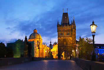 Image showing Charles bridge in Prague early in the morning