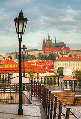 Image showing Overview of old Prague from Charles bridge side