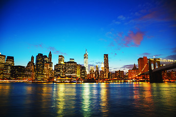 Image showing New York City cityscape at sunset