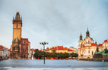 Image showing Old market square in Prague at sunrise