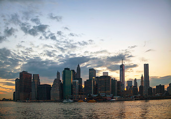 Image showing New York City cityscape at sunset