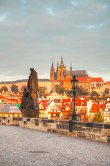 Image showing Overview of old Prague from Charles bridge side