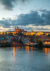 Image showing Overview of old Prague from Charles bridge side