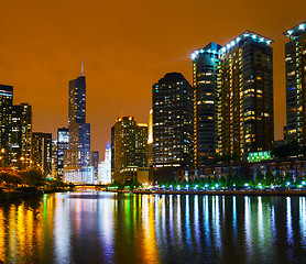 Image showing Trump International Hotel and Tower in Chicago, IL in the night