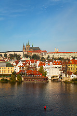 Image showing Overview of old Prague from Charles bridge side